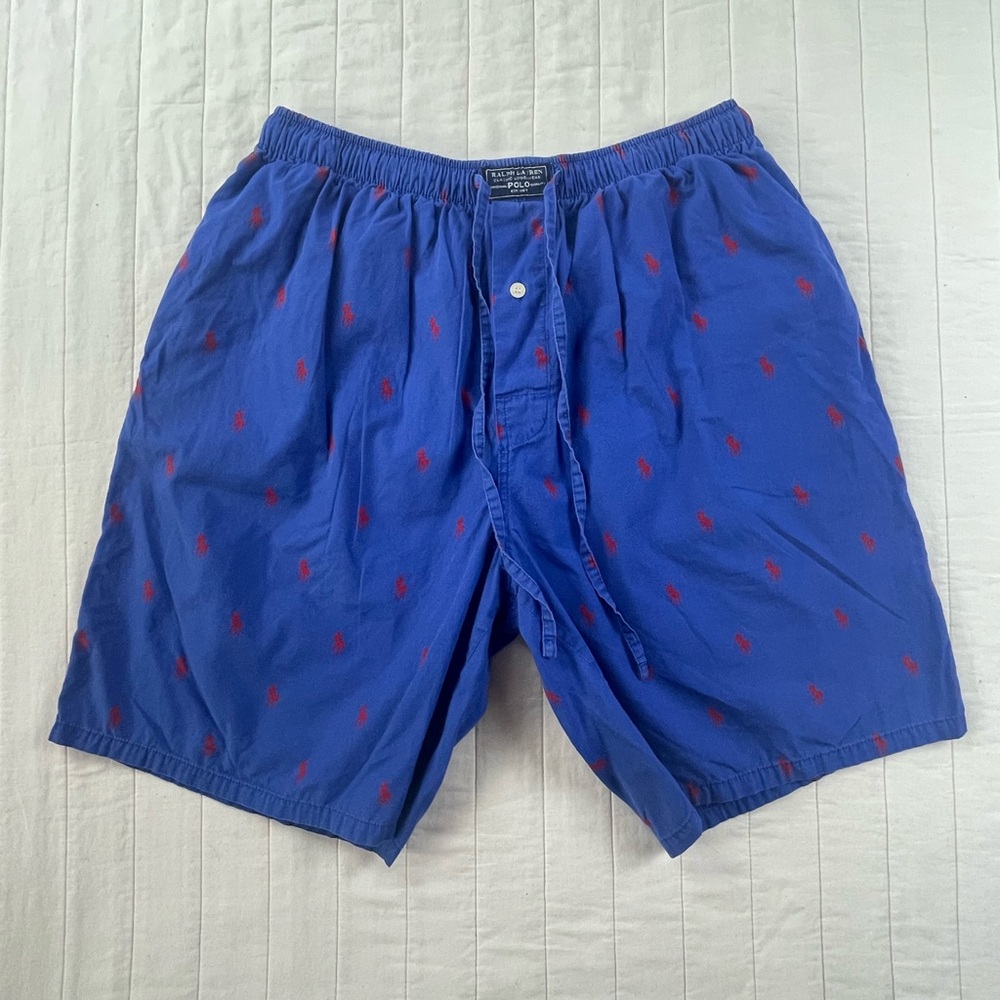 Polo by Ralph Lauren Blue with Red Pony Sleep Lounge Cotton Shorts Large